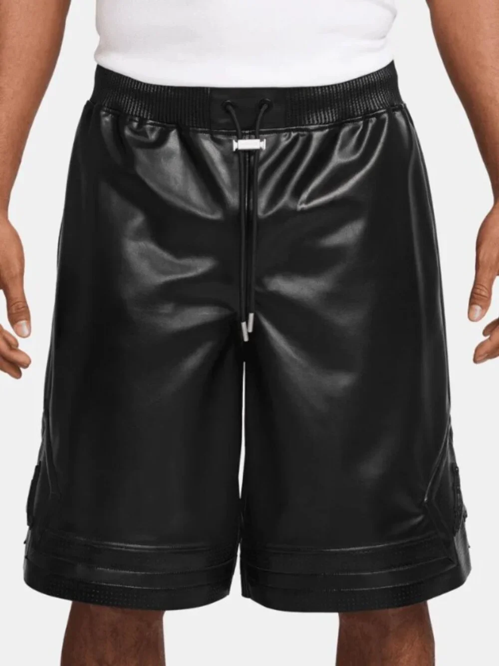 Nike Air Jordan Vegan Leather Diamond Shorts Black Mens HV0077-010 Size L